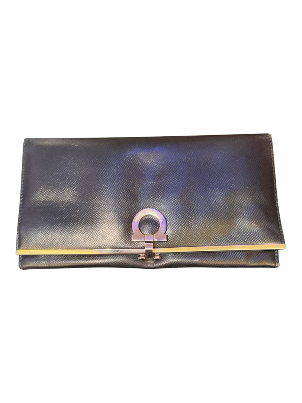 Salvatore Ferragamo Black Leather Gancini Continental Wallet